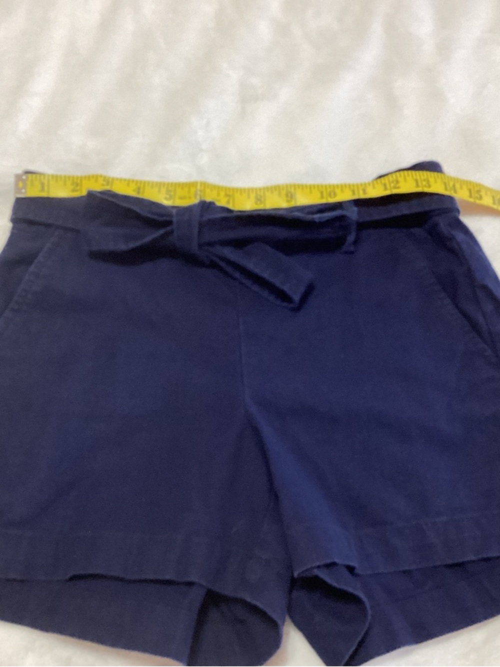 J. Crew Factory Linen Blend Casual Tie Belt Shorts Navy Size 2 Summer Vacation - Picture 5 of 8